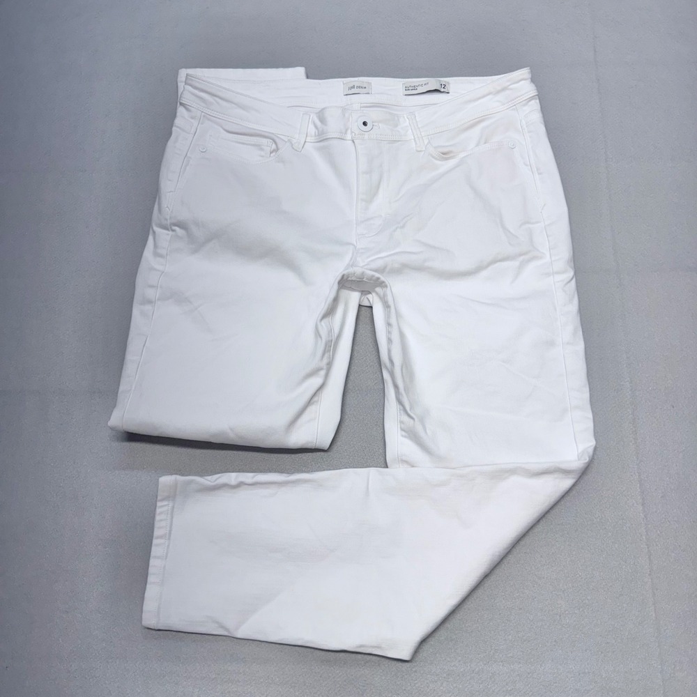 J Jill Denim Authentic Fit Slim Ankle Pants Womens 12 White Stretch Jeans